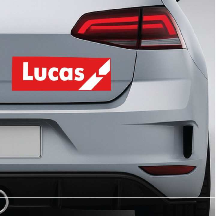2x Lucas Red Stickers Decals - DecalsHouse