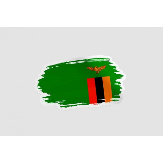 Zambia Brush Flag Sticker