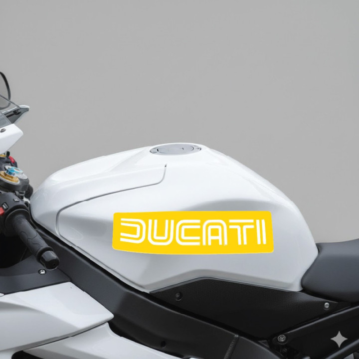 Ducati Badge Logo Lettering Yellow Stickers Decals - DecalsHouse
