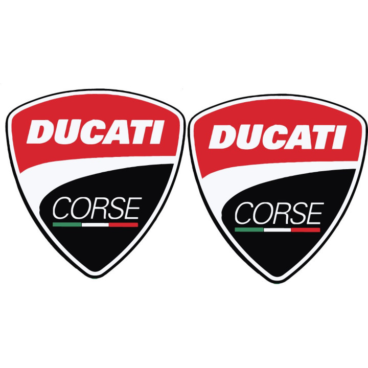 Ducati Corse Logo Style 2 Stickers – Racing Superbike Decals (2-Pack)