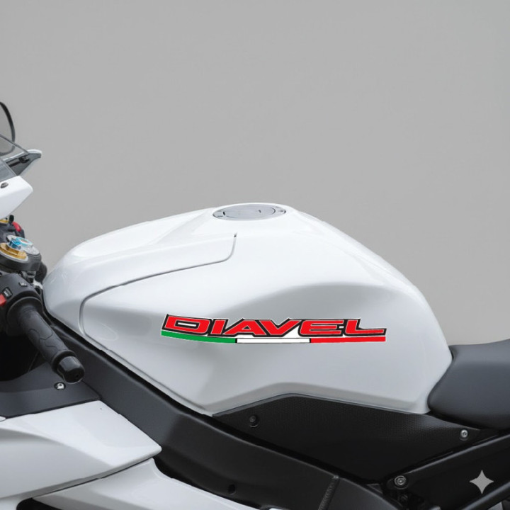 Ducati Diavel Red With Italy Flag Stickers Decals - DecalsHouse