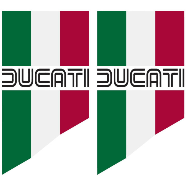 Ducati Flag Stickers – Italian Tricolore MotoGP Motorcycle Decals (2-Pack)