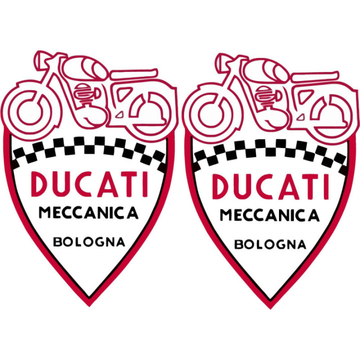 Ducati Meccanica Bologna Stickers – Classic Heritage Tank Decals (2-Pack)