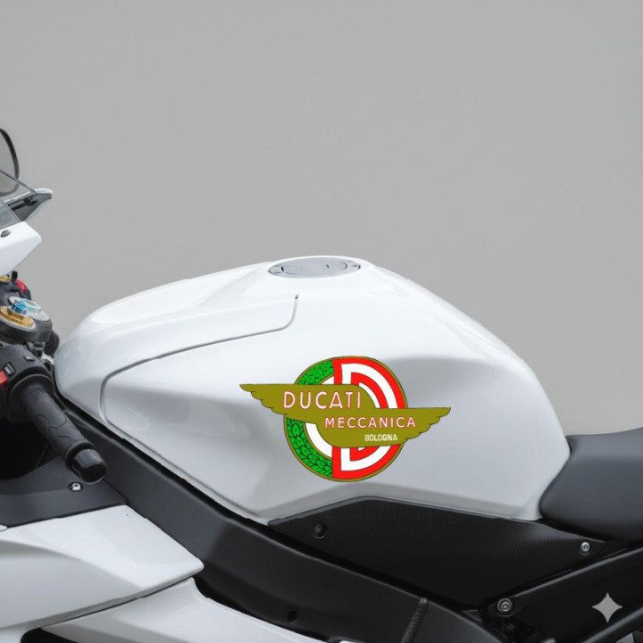 Ducati Meccanica Bologna Stickers – Heritage Logo Motorcycle Decals (2-Pack)