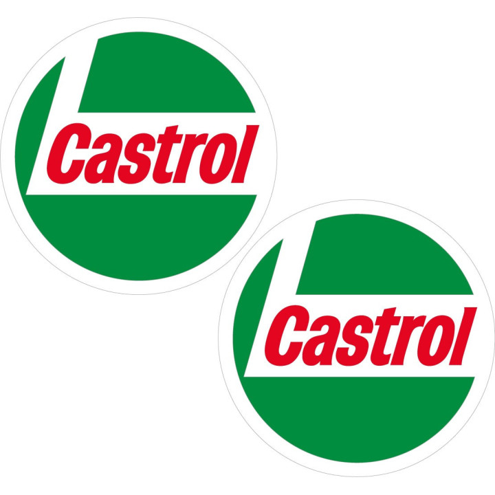 Castrol Round Stickers – Classic Motorsport Oil Sponsor Decals (2-Pack)