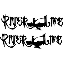 Buy Grunge River Life With Boat Fishing Fish Decal Sticker Online