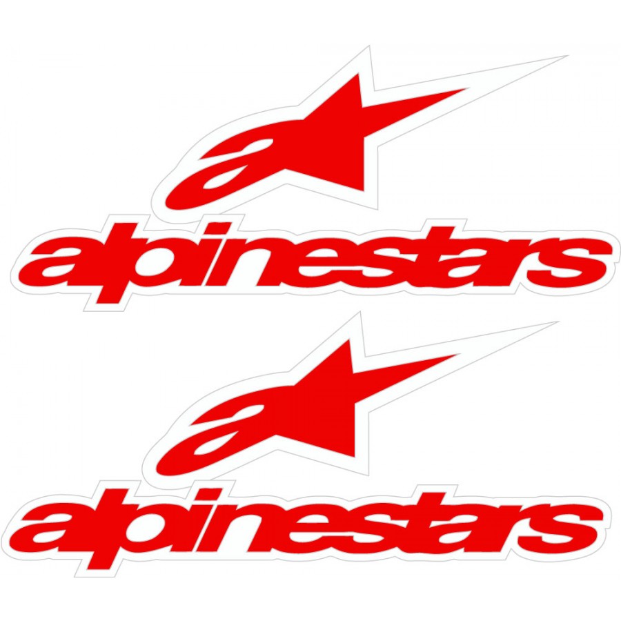 2x Alpinestars Logo Red Stickers Decals - DecalsHouse