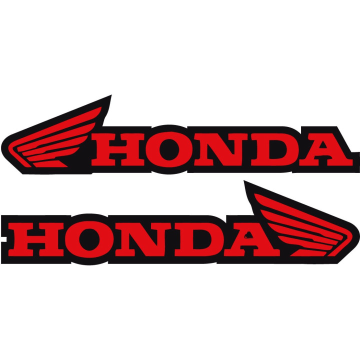 Honda Logo Red & Black Stickers 2-Pack | Glossy Motorcycle Decals