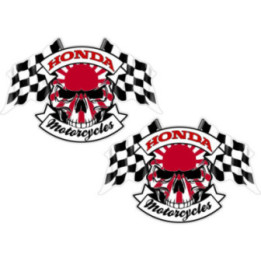 Honda Logo Skull With Flags Stickers Decals - DecalsHouse