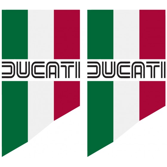 2x Ducati Flag Stickers Decals
