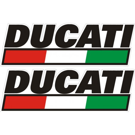 Ducati Logo Lettering With Flag Stickers Decals - DecalsHouse