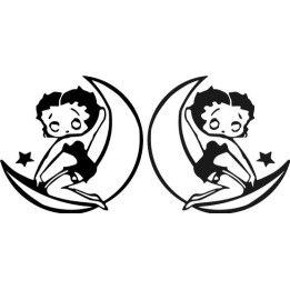 Betty Boop Moon Stickers – Retro Pin-Up Decals (2-Pack)