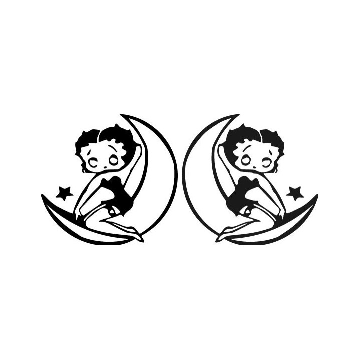 Betty Boop Moon Stickers – Retro Pin-Up Decals (2-Pack)