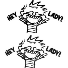 Hey Lady! Funny Cartoon Boy Stickers – Decals (2-Pack)