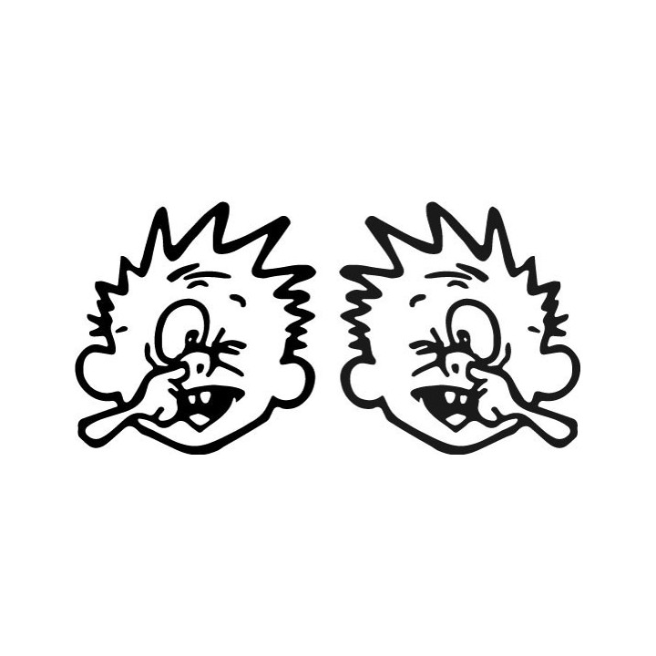 Calvin Picking Nose Stickers – Funny Cartoon Decals (2-Pack)