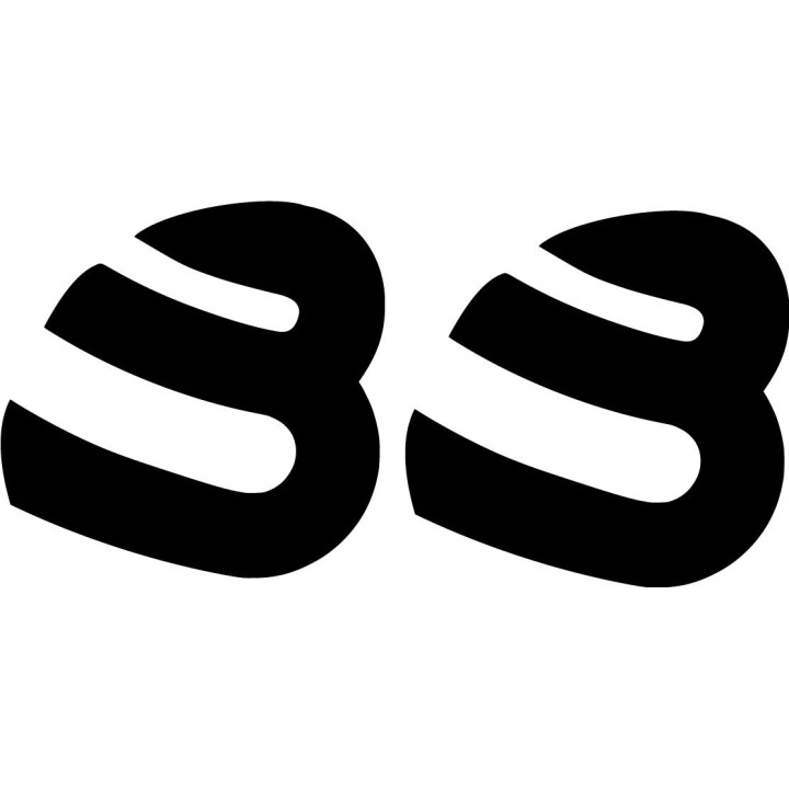 Race Number 33 Stickers – Bold Rounded Vinyl Digits
