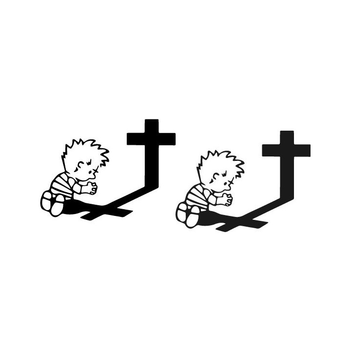Boy Praying Cross Stickers – Christian Faith Decals (2-Pack)