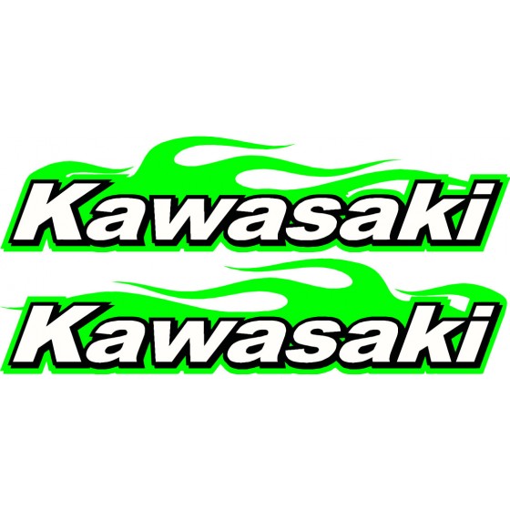 2x Kawasaki Logo Flames...