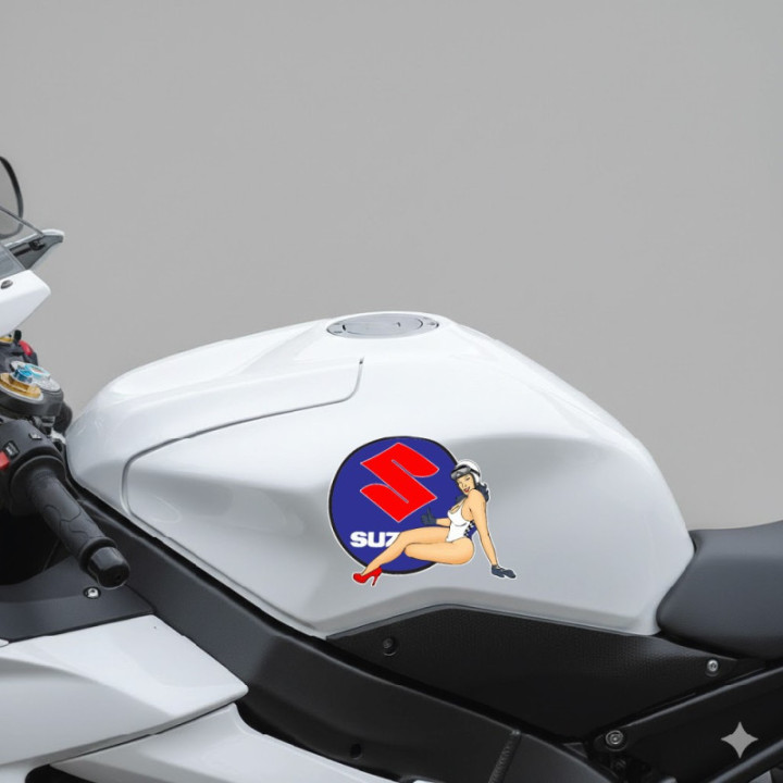 Suzuki Logo Pin Up Style 2 Stickers Decals - DecalsHouse