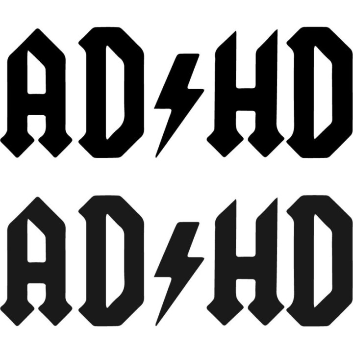 ADHD Stickers – AC/DC Parody Neurodiversity Decals (2-Pack)