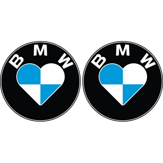 2x Bmw Heart Round Stickers...