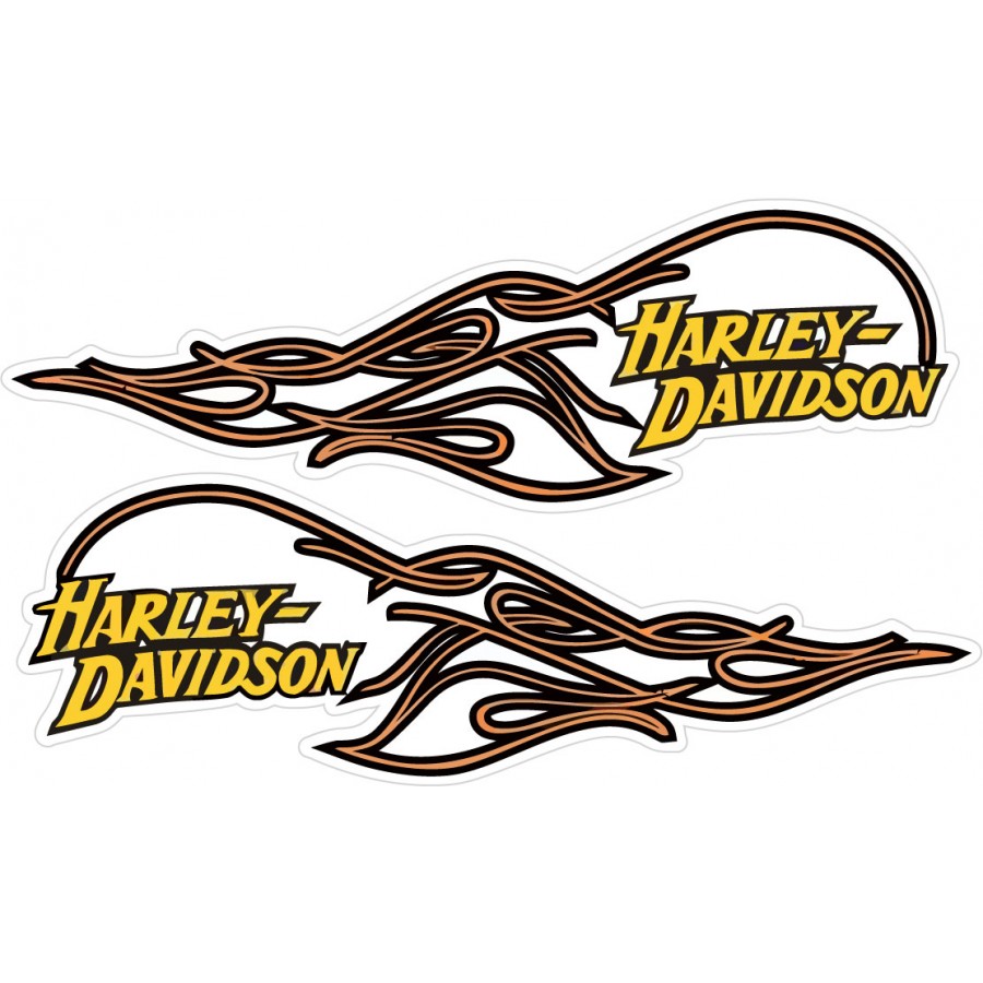 Harley Davidson Logo Flames Stickers Decals 2x Decalshouse