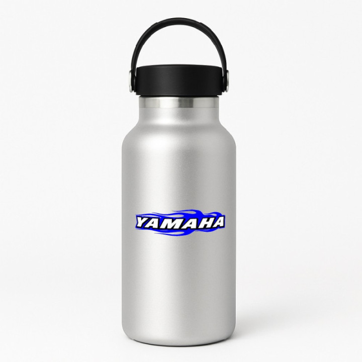 Yamaha Logo Flames Blue Stickers Decals - DecalsHouse