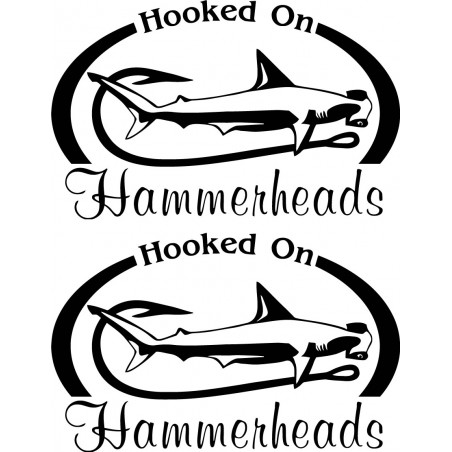 Hooked On Hammerheads Fishing Die Cut Decals Stickers - DecalsHouse