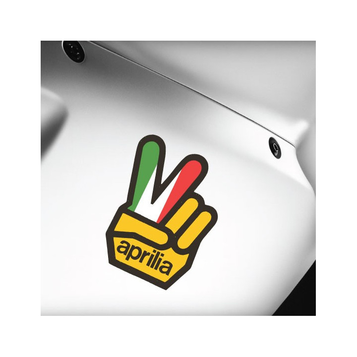 Aprilia V-Sign Tricolour Vinyl Decals, Victory Gesture