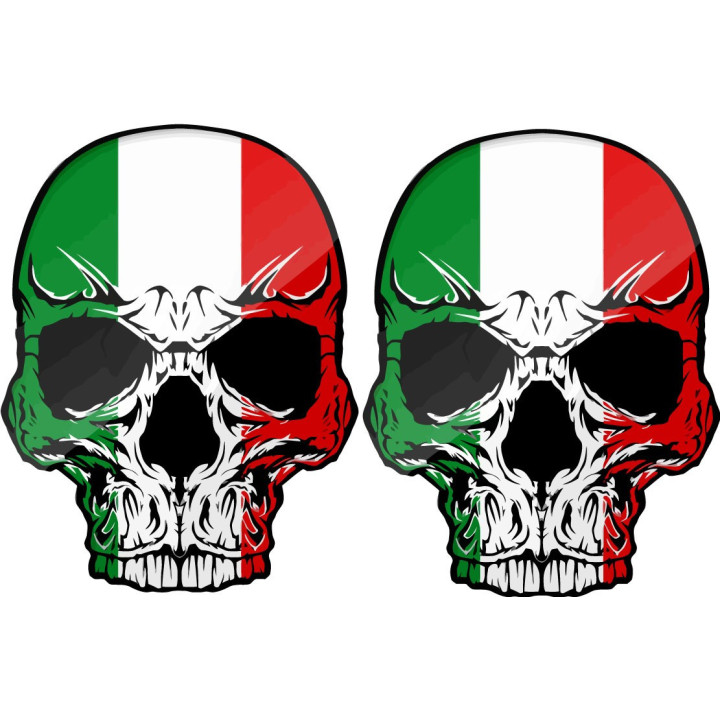 Italian Flag Skull Vinyl Decals, No Wordmark Shown