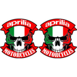 2x Aprilia Motorcycles Skull Stickers Decals - DecalsHouse