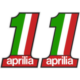 2x Aprilia Number 1 Style 2 Stickers Decals - DecalsHouse