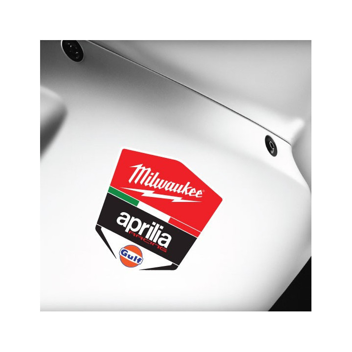 2x Aprilia Racing Milwaujkee Logo Stickers Decals - DecalsHouse