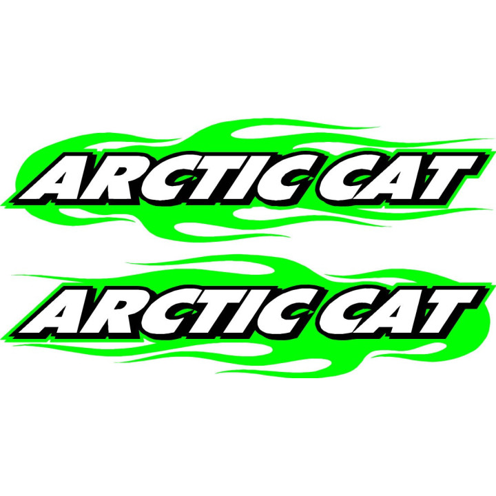 Arctic Cat Green Flames Stickers Decals x2 - DecalsHouse