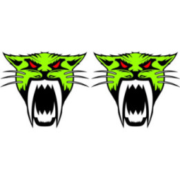 Arctic Cat Head Green Stickers Decals x2 - DecalsHouse
