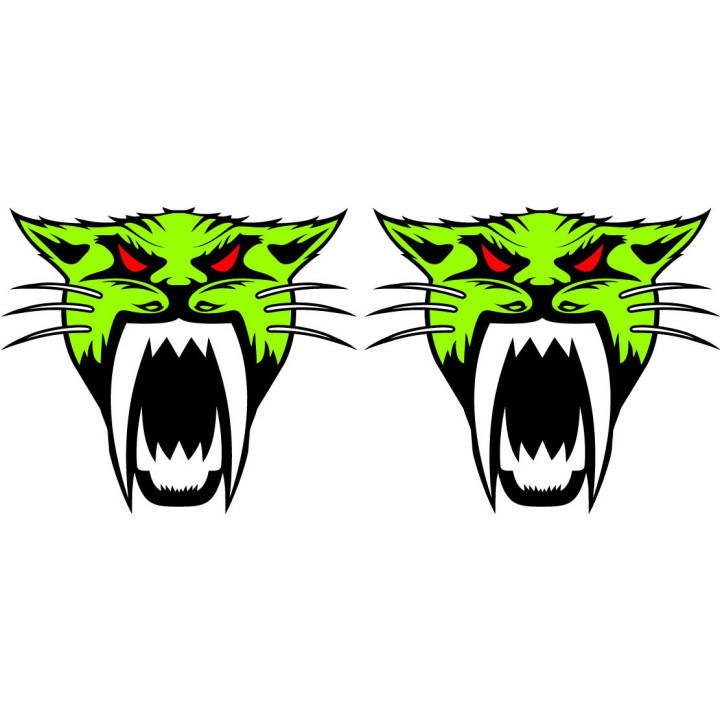 Arctic Cat Head Green Stickers Decals x2 - DecalsHouse