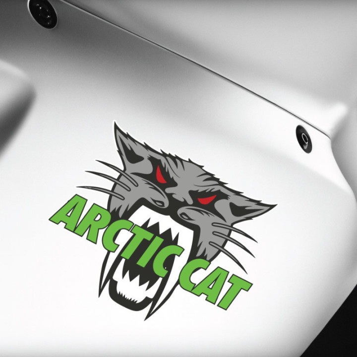 Arctic Cat Head Logo Green Text Stickers Decals x2 - DecalsHouse