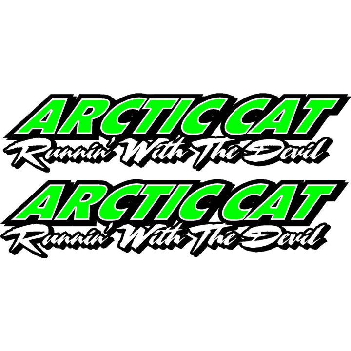 Arctic Cat Running With The Devil Stickers Decals x2 - DecalsHouse