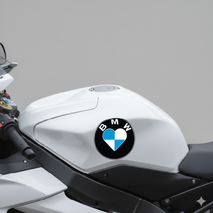 Bmw Heart Round Stickers Decals x2 - DecalsHouse