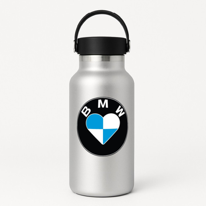 Bmw Heart Round Stickers Decals x2 - DecalsHouse