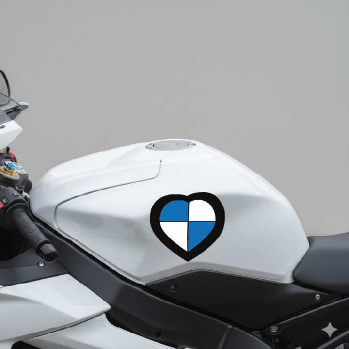 BMW Motorrad Heart Stickers – GS R nineT S1000RR Fan Decals (2-Pack)