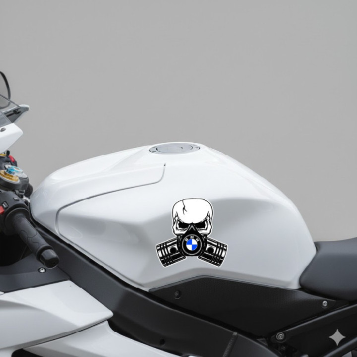 BMW Motorrad Skull Stickers – Motorcycle Helmet Decals (2-Pack)
