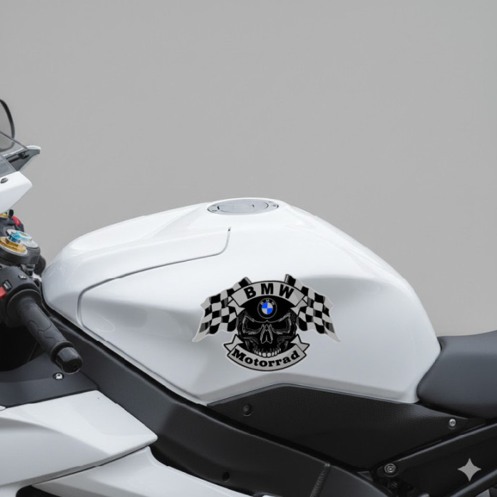 BMW Skull Style 2 Custom Stickers – Motorcycle Decals (2-Pack)