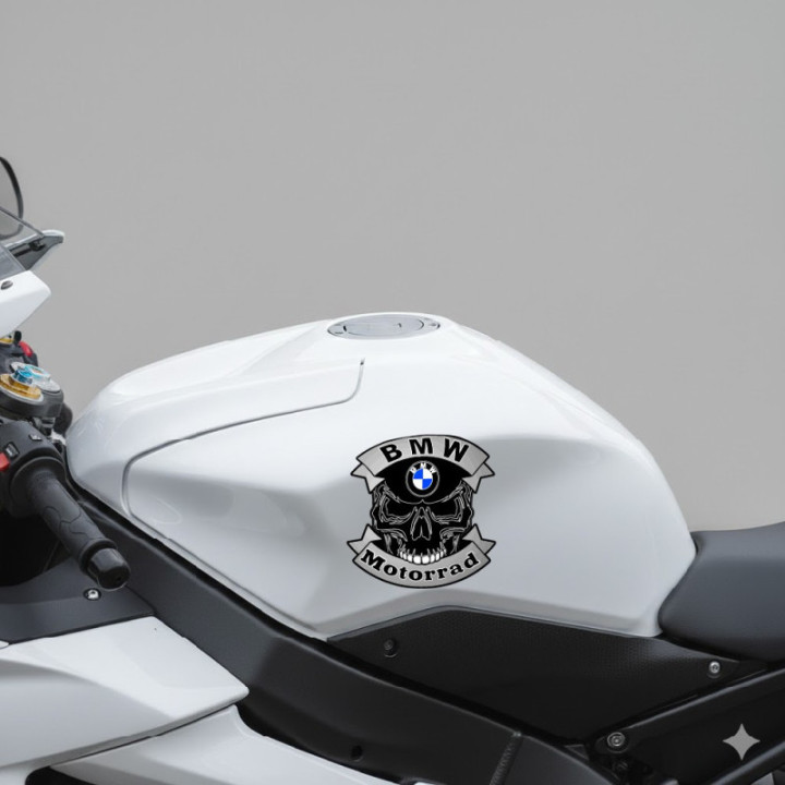 BMW Motorrad Skull Stickers – R1250GS S1000RR Dark Decals (2-Pack)