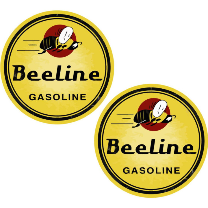 Beeline Gasoline Round Stickers Decals 2x - DecalsHouse