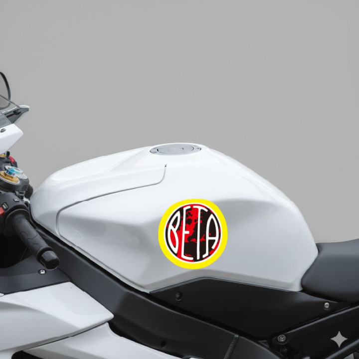 Beta Motorcycle Logo Round Stickers Decals 2x - DecalsHouse