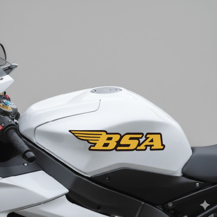 Bsa Logo Yellow Stickers Decals 2x - DecalsHouse