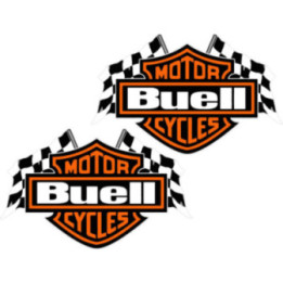 Buell Logo Harley Style With Flags Stickers Decals 2x - DecalsHouse