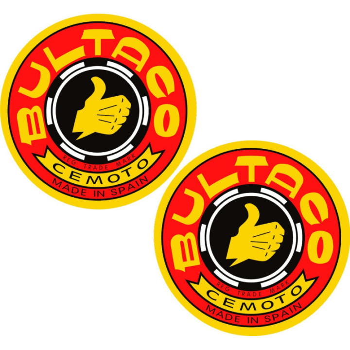 Bultaco Logo Round Style 3 Stickers Decals 2x - DecalsHouse