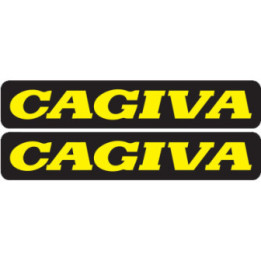 Cagiva Logo Lettering Black And Yellow Stickers Decals 2x - DecalsHouse